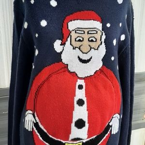Festive Santa Sweater - Navy and Red